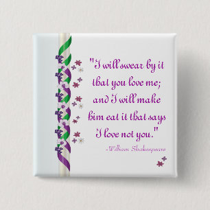 William Shakespeare Quote Much Ado About Nothing B 15 Cm Square Badge