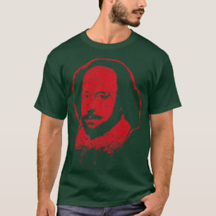 William Shakespeare Red Minimal Art Earring Chando T-Shirt