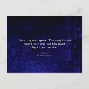 William Shakespeare Romantic Love Quote Postcard
