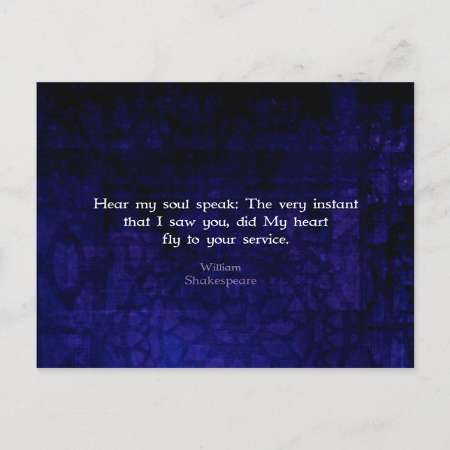 William Shakespeare Romantic Love Quote Postcard (Front)