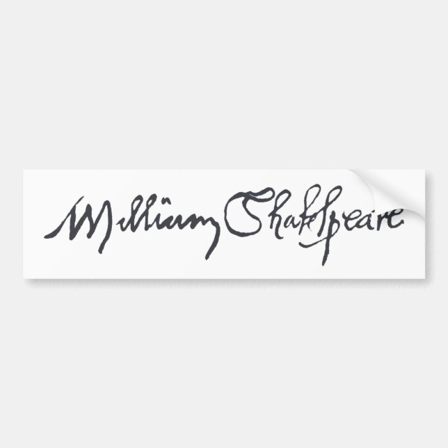 William Shakespeare Signature Bumper Sticker (Front)