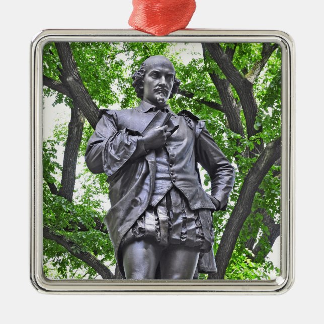 William Shakespeare Statue in Central Park Metal Tree Decoration (Front)