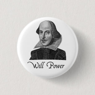 William Shakespeare Will Power 3 Cm Round Badge