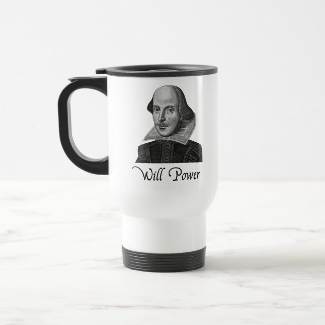 William Shakespeare Will Power Travel Mug (Left)