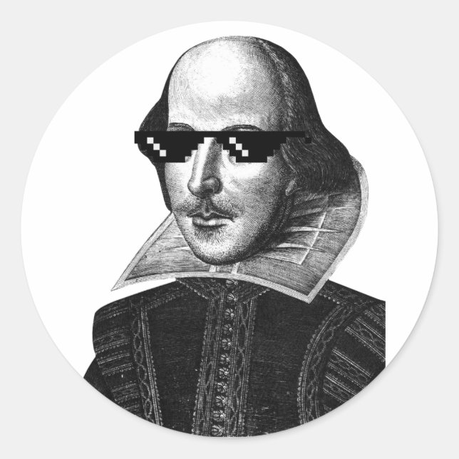 William Shakespeare With Sunglasses  Classic Round Sticker (Front)