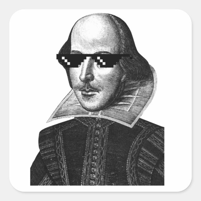 William Shakespeare With Sunglasses Square Square Sticker (Front)