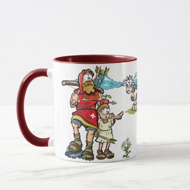 William Tell and son with cows in the Alps Mug (Left)