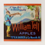 William Tell Apples 20x20  Jigsaw Puzzle<br><div class="desc">An exceptional vintage fruit crate label from North Carolina featuring William Tell.  We've repurposed it on a jigsaw puzzle for family fun!</div>
