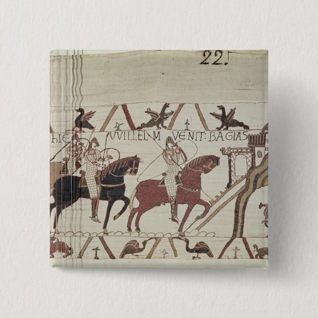 William the Conqueror  arrives at Bayeux 15 Cm Square Badge (Front)