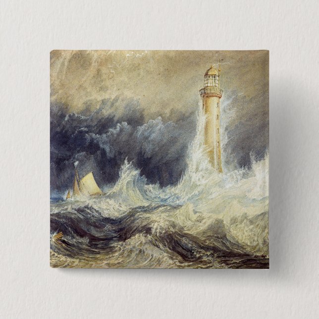 William Turner - Bell Rock Lighthouse 15 Cm Square Badge (Front)