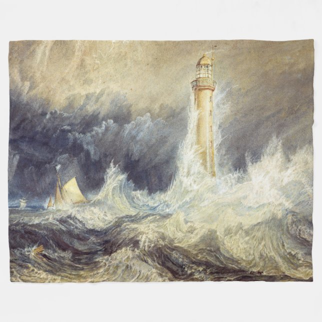 William Turner - Bell Rock Lighthouse Fleece Blanket (Front (Horizontal))