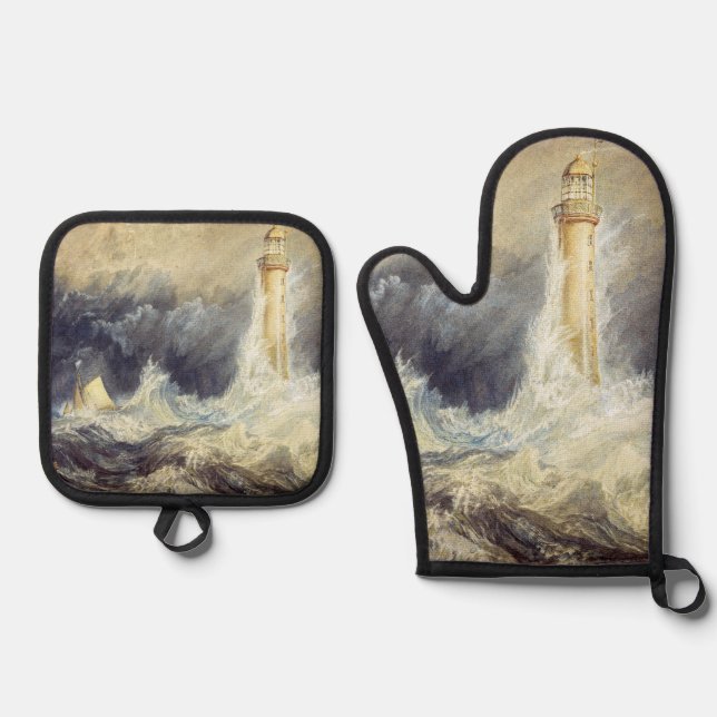 William Turner - Bell Rock Lighthouse Oven Mitt & Pot Holder Set (Front)