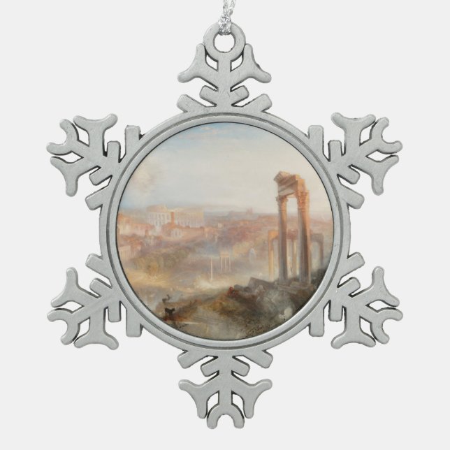 William Turner British - Modern Rome-Campo Vaccino Snowflake Pewter Christmas Ornament (Front)
