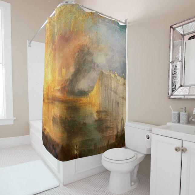 William Turner - The Burning of the Parliament Shower Curtain (In Situ)