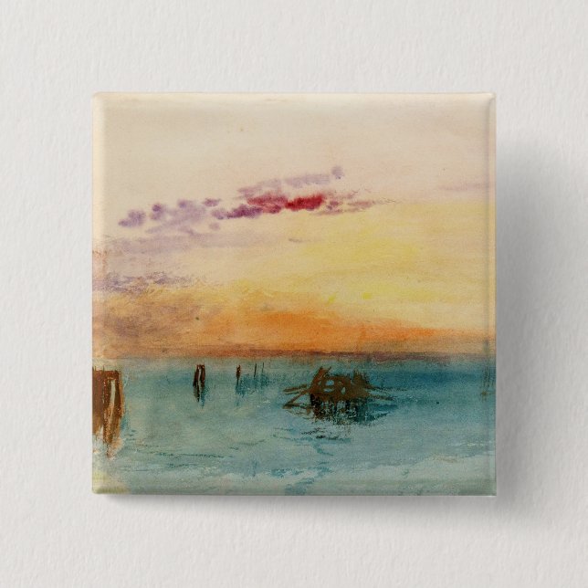 William Turner - The Lagoon near Venice at Sunset 15 Cm Square Badge (Front)