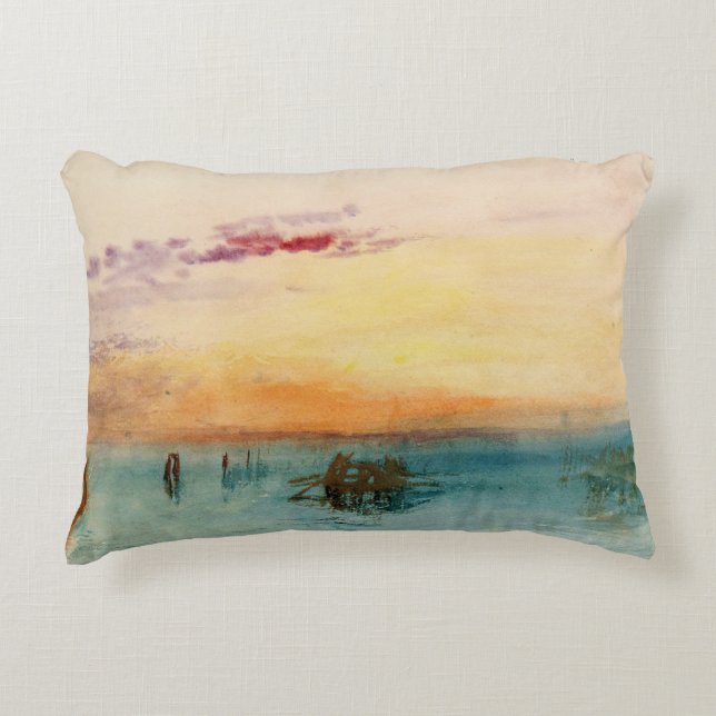 William Turner - The Lagoon near Venice at Sunset Decorative Cushion (Front)