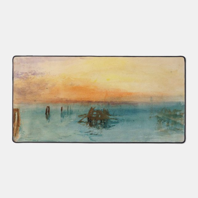 William Turner - The Lagoon near Venice at Sunset Desk Mat (Front)