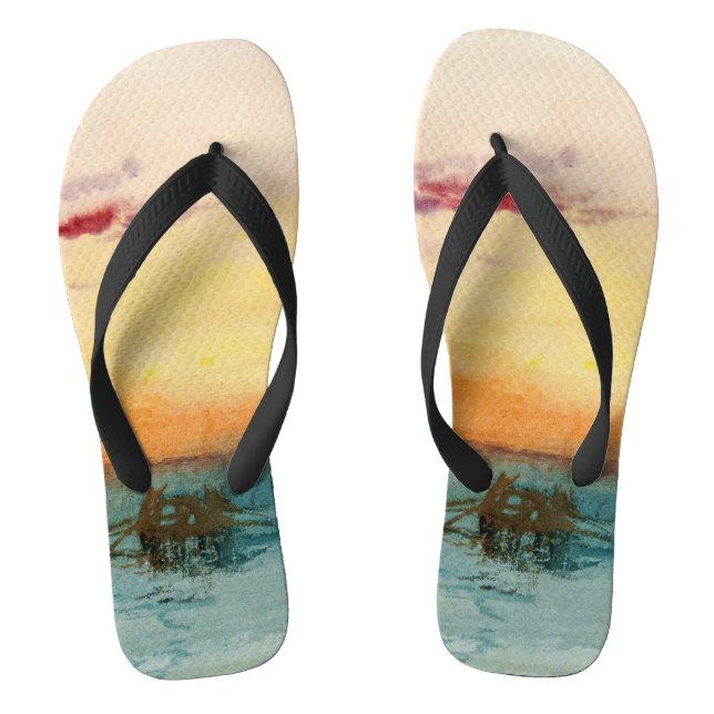 William Turner - The Lagoon near Venice at Sunset Flip Flops (Footbed)