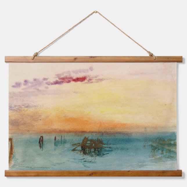 William Turner - The Lagoon near Venice at Sunset Hanging Tapestry (Front)
