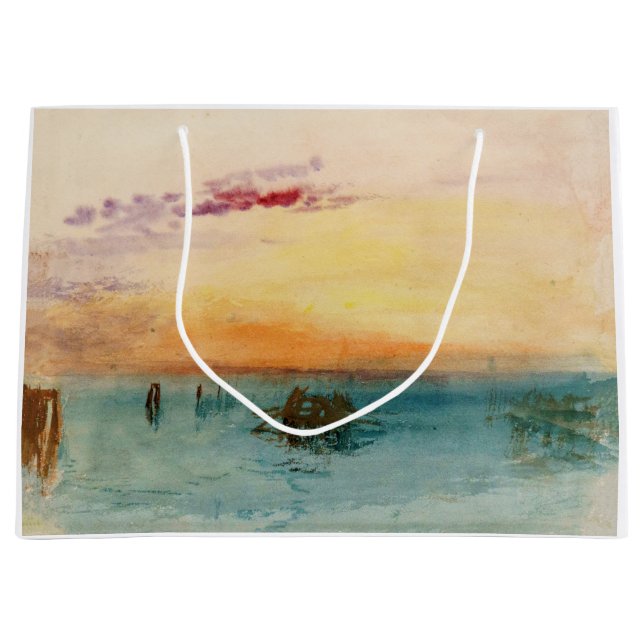 William Turner - The Lagoon near Venice at Sunset Large Gift Bag (Front)