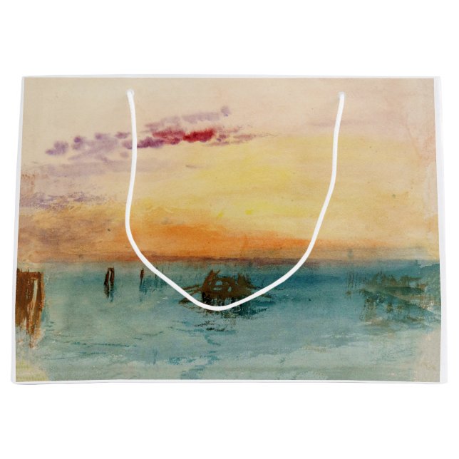 William Turner - The Lagoon near Venice at Sunset Large Gift Bag (Front)