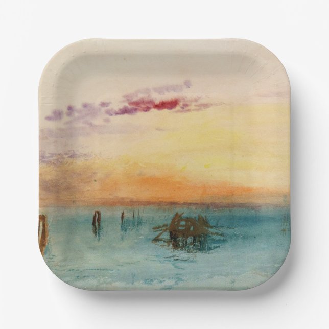 William Turner - The Lagoon near Venice at Sunset Paper Plate (Front)