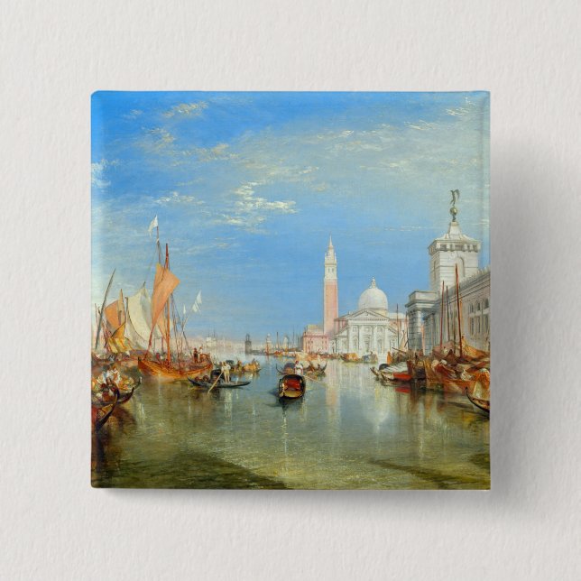 William Turner - Venice, The Dogana & San Giorgio 15 Cm Square Badge (Front)