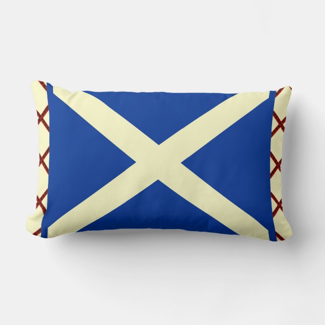 William Wallace Tartan Scottish Saltire Flag Lumbar Cushion (Front)