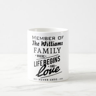 Williams Family Member Love Vintage Typography Coffee Mug