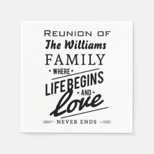 Williams Family Member Reunion Vintage Typography Napkin