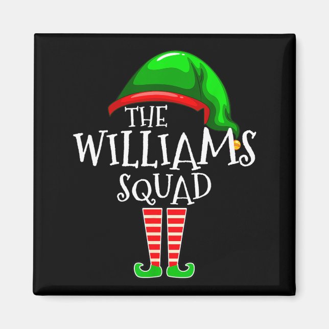 Williams Family Name Squad Matching Group Elf Chri Magnet (Front)