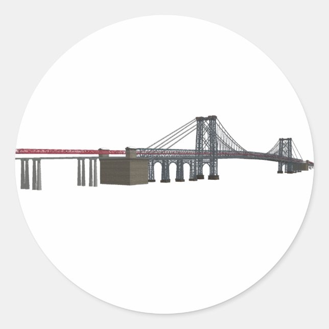 Williamsburg Bridge: 3D Model: Classic Round Sticker (Front)