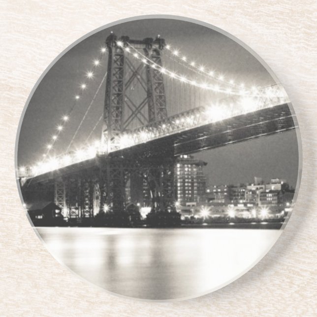 Williamsburg bridge in New York City at night Coaster (Front)