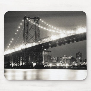 Williamsburg bridge in New York City at night Mouse Mat