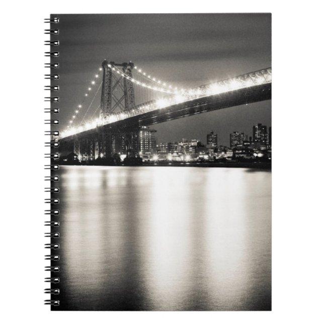 Williamsburg bridge in New York City at night Notebook (Front)