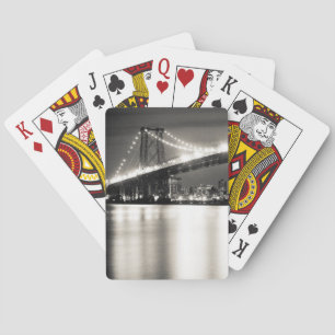 Williamsburg bridge in New York City at night Playing Cards