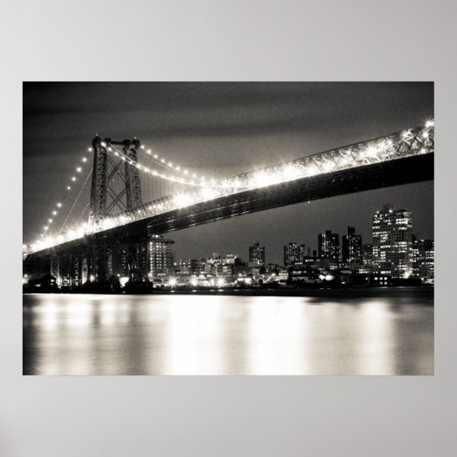 Williamsburg bridge in New York City at night Poster (Front)