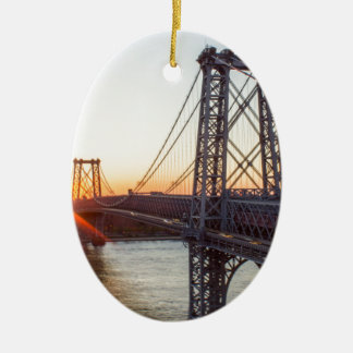 Williamsburg Bridge Sunset Brooklyn NYC Ceramic Tree Decoration