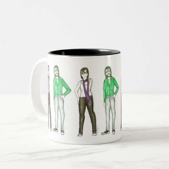 Williamsburg Brooklyn Hipsters New York City NYC Two-Tone Coffee Mug (Front Left)