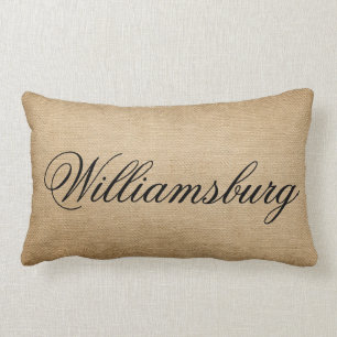 Williamsburg Burlap Colonial Style Lumbar Cushion