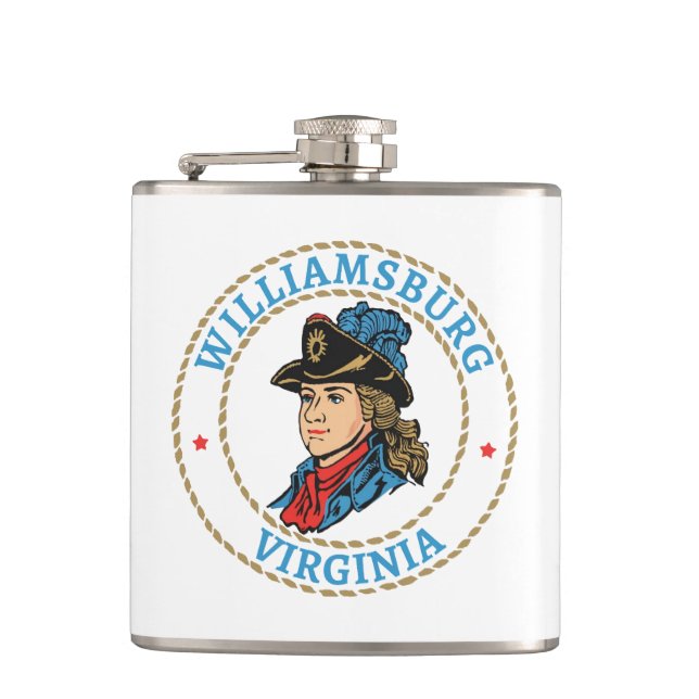 Williamsburg Virginia Colonial Hip Flask (Front)