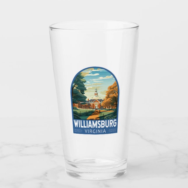 Williamsburg Virginia Travel Art Vintage Glass (Front)