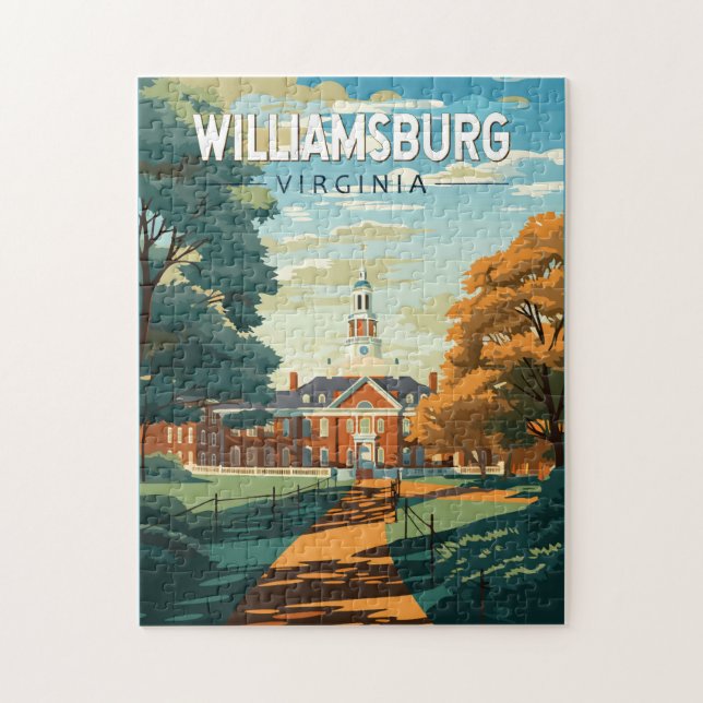 Williamsburg Virginia Travel Art Vintage Jigsaw Puzzle (Vertical)
