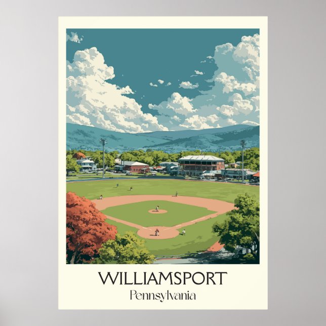 Williamsport PA Vintage Baseball Field Art Poster (Front)