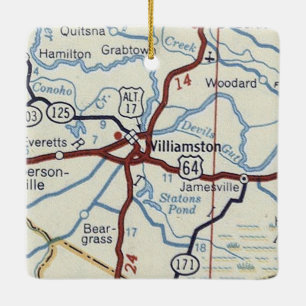 Williamston NC Vintage Map Ceramic Ornament
