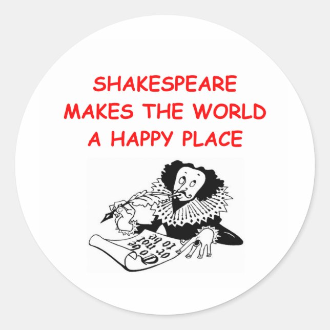 willian shakespeare classic round sticker (Front)