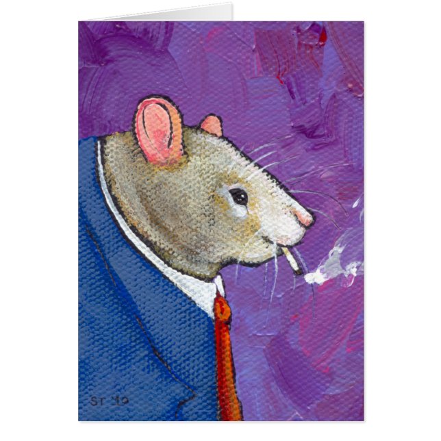 Willie the Rat - fun businessman smoking painting (Front)