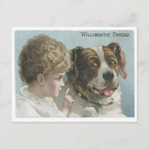 Willimantic Thread Little Girl with Dog Postcard