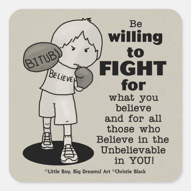 Willing to Fight Square Sticker (Front)