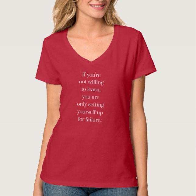 Willing To Learn Women's Basic V-Neck T-Shirt (Front)